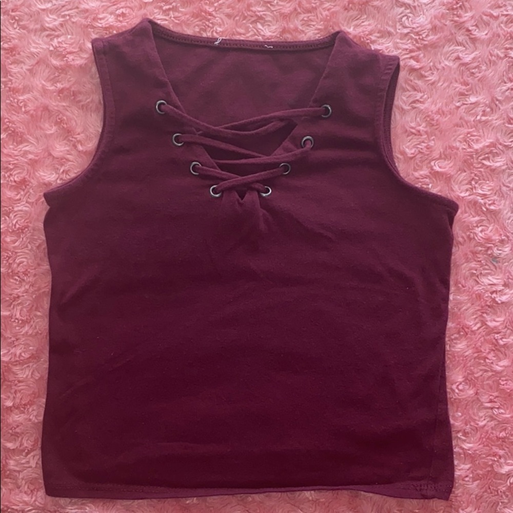 Maroon crisscross tank